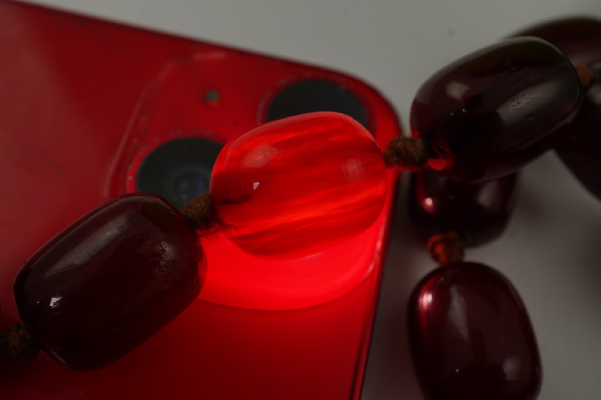 A cherry bakelite 'amber' necklace